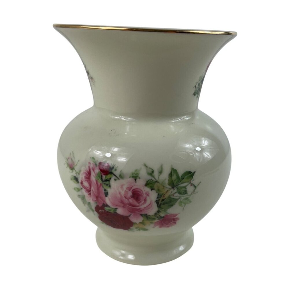 Formalities By Baum Bros Porcelain Vase With Floral Design & Gold Rim - Picture 2 of 12